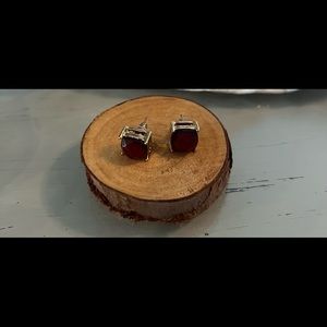 Large faux garnet stone earrings.